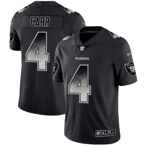 Men Oakland Raiders #4 Carr Nike Teams Black Smoke Fashion Limited NFL Jerseys